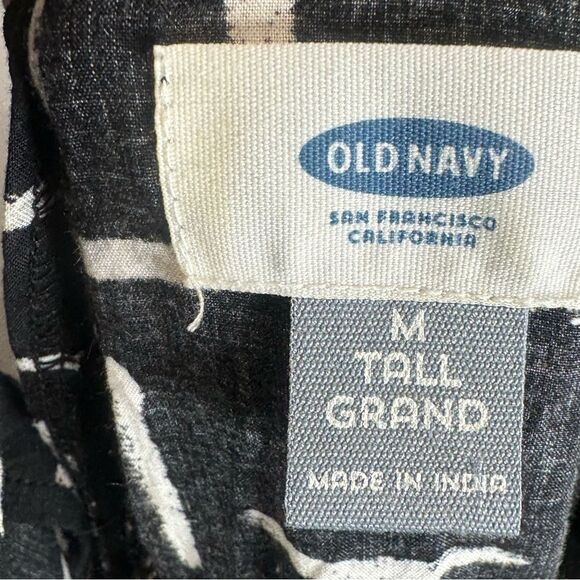 Old Navy black and white artistic brush stroke vneck shift dress size medium - Picture 6 of 8